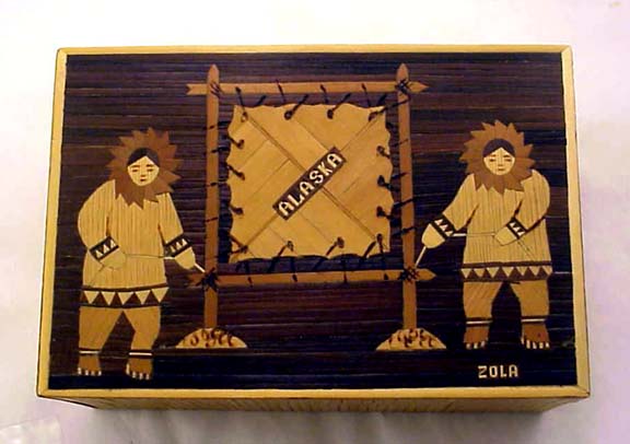 Zola Matanuska Valley Hay Mosaic Box w/ Alaskan Eskimo Stretching a 